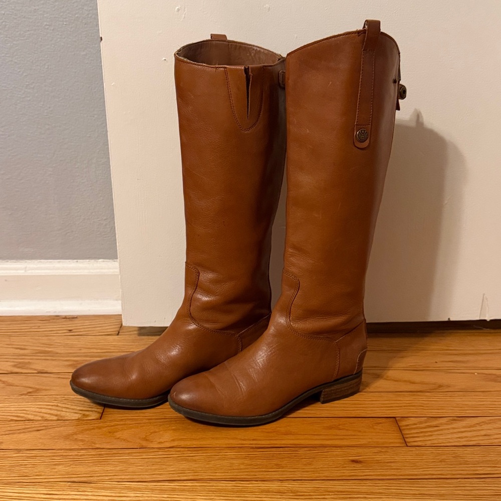 Sam Edelman Brown Leather Boots Knee High Riding Boots Size 8